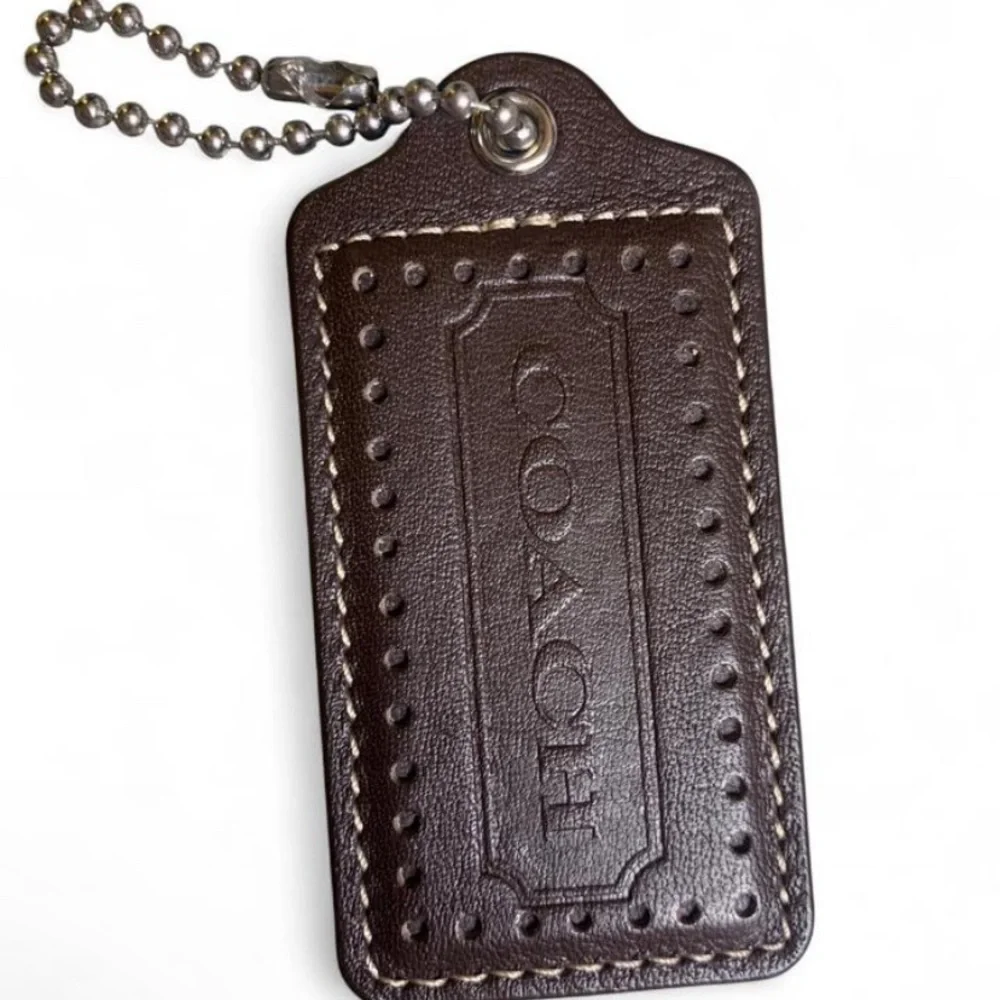 RARE XL 3.5” Authentic COACH Perforated Leather Hangtag | Mahogany EUC